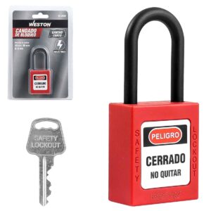 CANDADO DE BLOQUEO DIELECTRICO ROJO 38MM (CAJA C/10 PZAS - PRECIO X PIEZA)