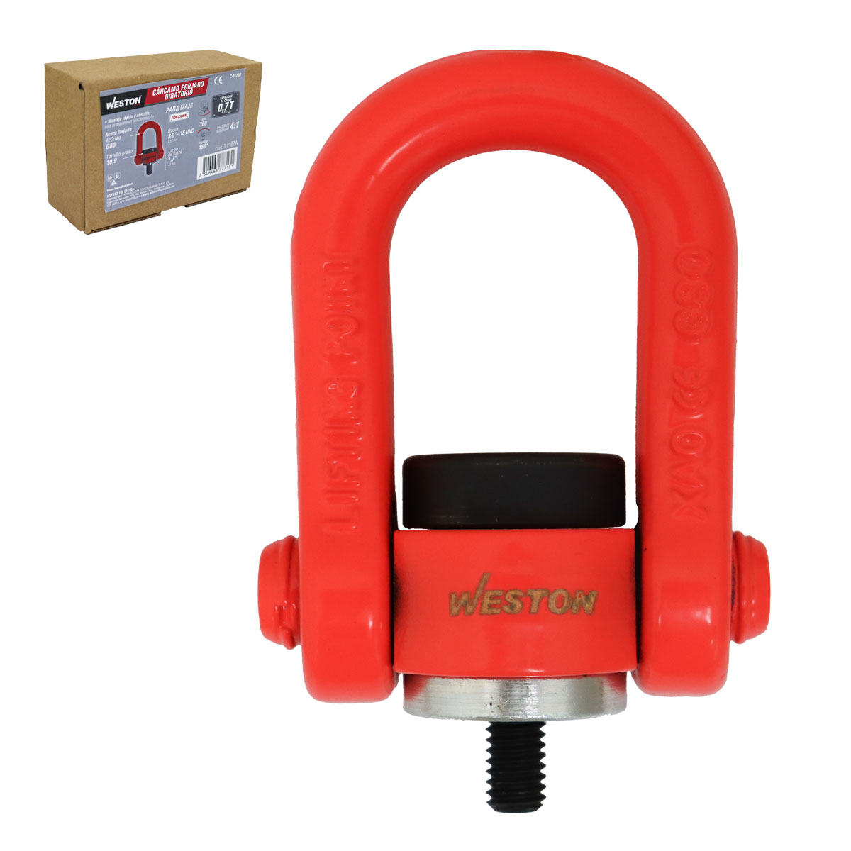 CANCAMO FORJADO G80 3/8"-16 x 1.7" GIRATORIO 360° ABATIBLE 180°