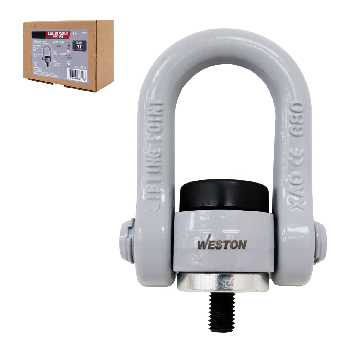 CANCAMO FORJADO G80 M12-1.75 x 48mm GIRATORIO 360° ABATIBLE 180°