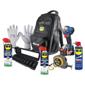 LLAVE IMP. 20V 360FT/LBS + GUANTE ANTICO. NIV5 T9 + FLEXO.5M + DADOS 1/2 11PZ + WD40 14.4OZ + MALETA