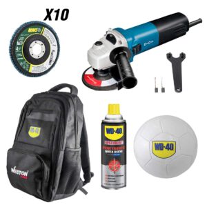 ESMERILADORA 710W DONG CHENG + DISCO ZIRCONIA MIMS Z60 4-1/2" + WD-40 PENETRANTE + MOCHILA + BALON
