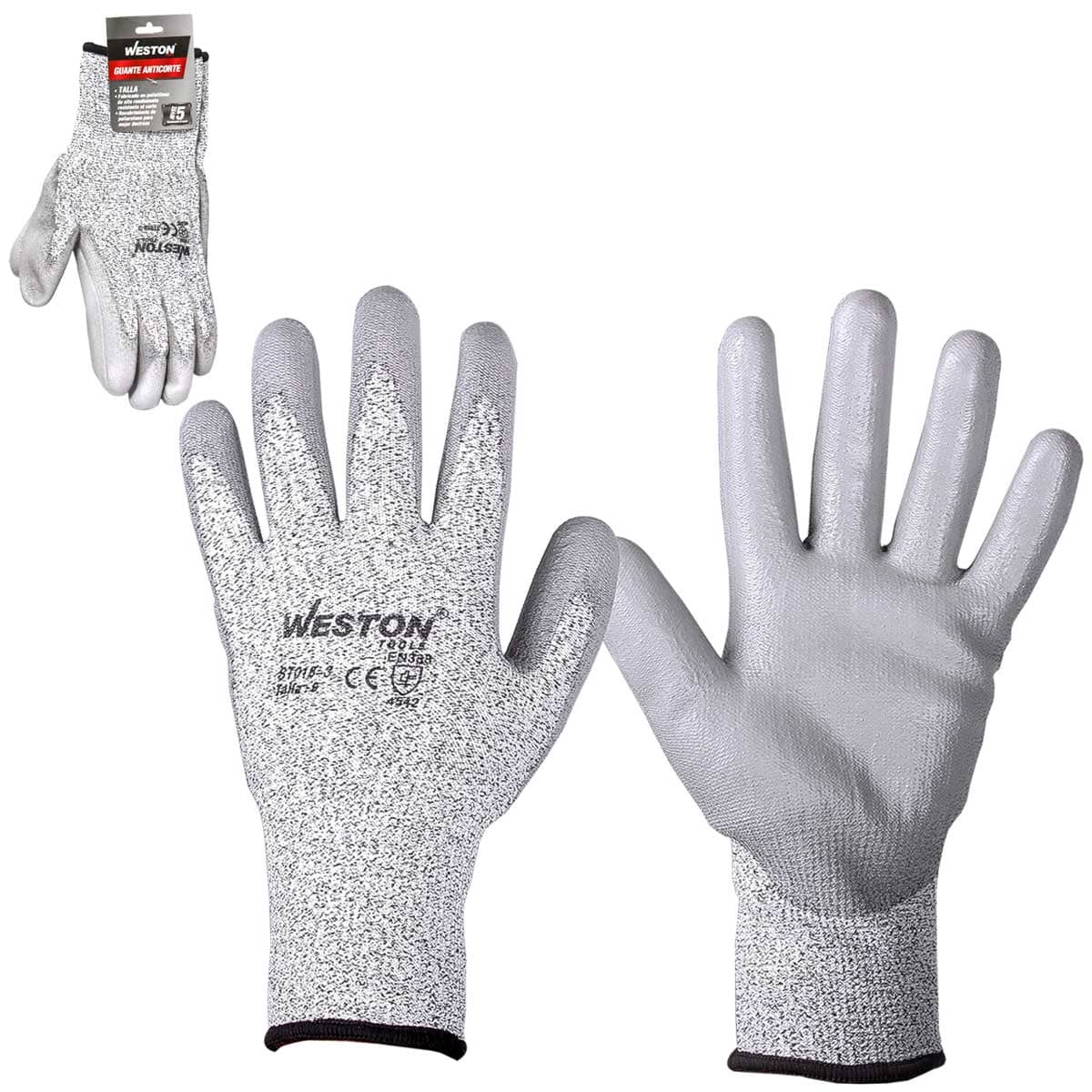 GUANTE ANTICORTE WESTON NIVEL 5 TALLA 9 (Precio x par - Empaque c/10 pares)