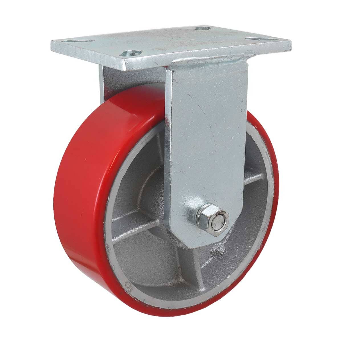 RODAJA FIERRO VACIADO C/PU ROJA FIJA 8" X 3" (203*75MM)