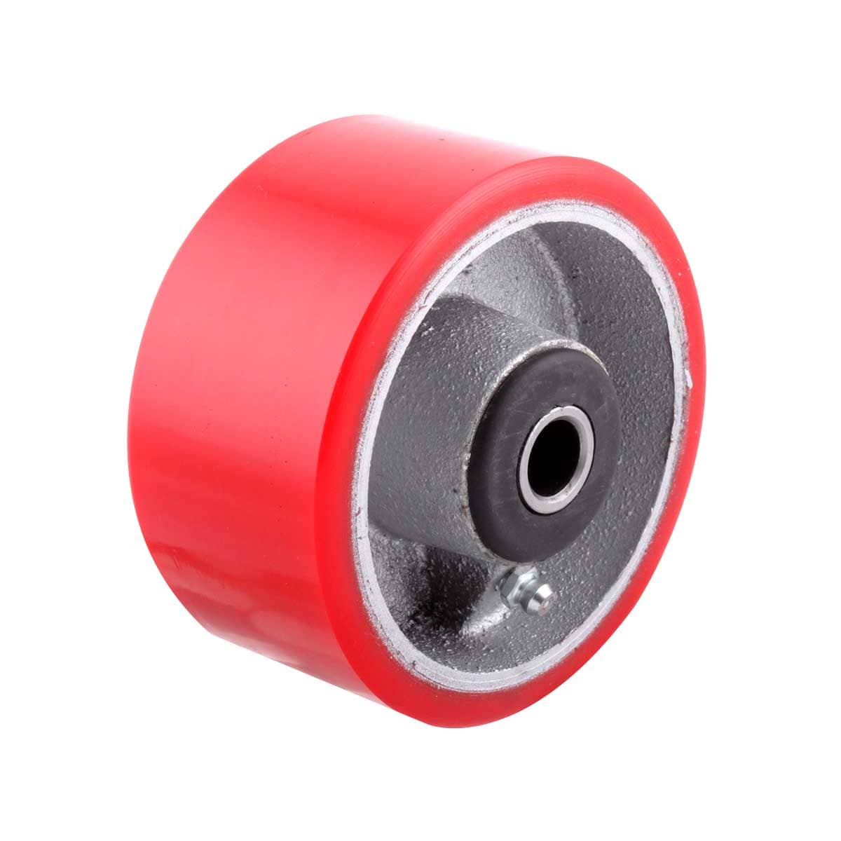 RUEDA FIERRO VACIADO C/PU ROJA 8X2" C/BALERO