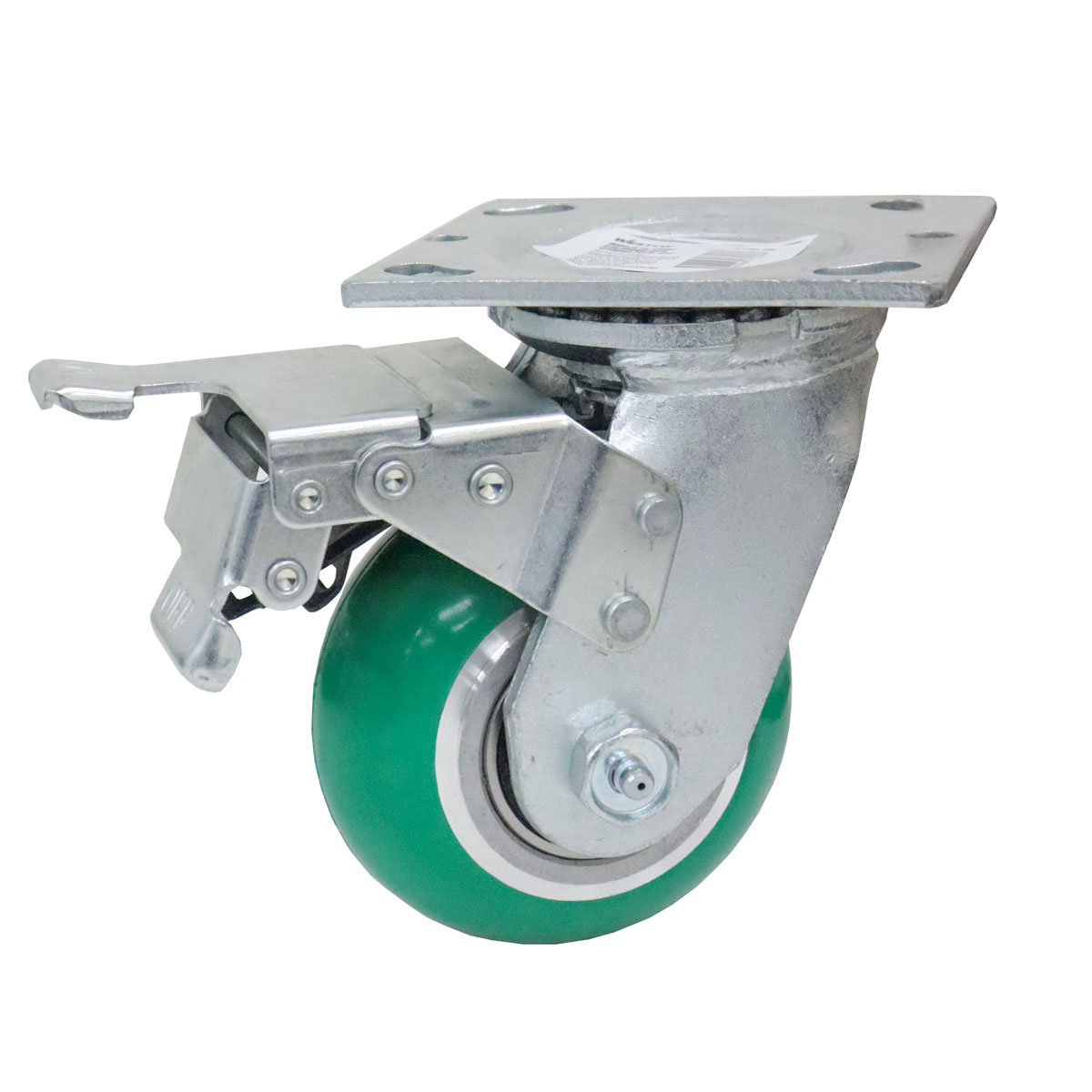 RODAJA PU VERDE C/ALUMINIO GIRA. C/FRENO TOTAL 5X2"