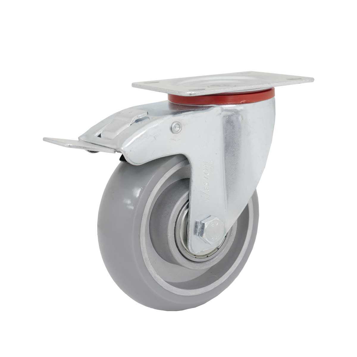 RODAJA ANTIESTATICA PU GIRATORIA CON FRENO 4" X 1-1/2" USO RUDO