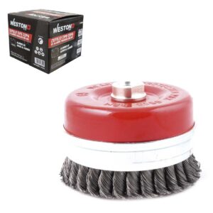 CEPILLO TIPO COPA TRENZADA C/ARO 4" ENT 5/8-11 A. AL CARBON .014"